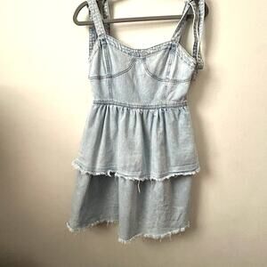 Denim tiered minidress American Eagle Medium